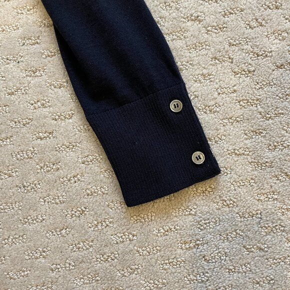Thom Browne: 4-Bar Merino Wool Cardigan (Navy, Size 4) - Picture 3 of 6